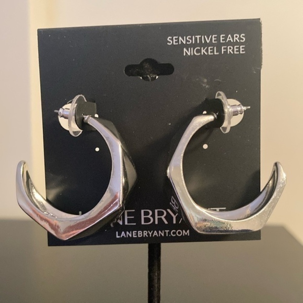 Lane Bryant Shiny Silver Crescent Earrings
